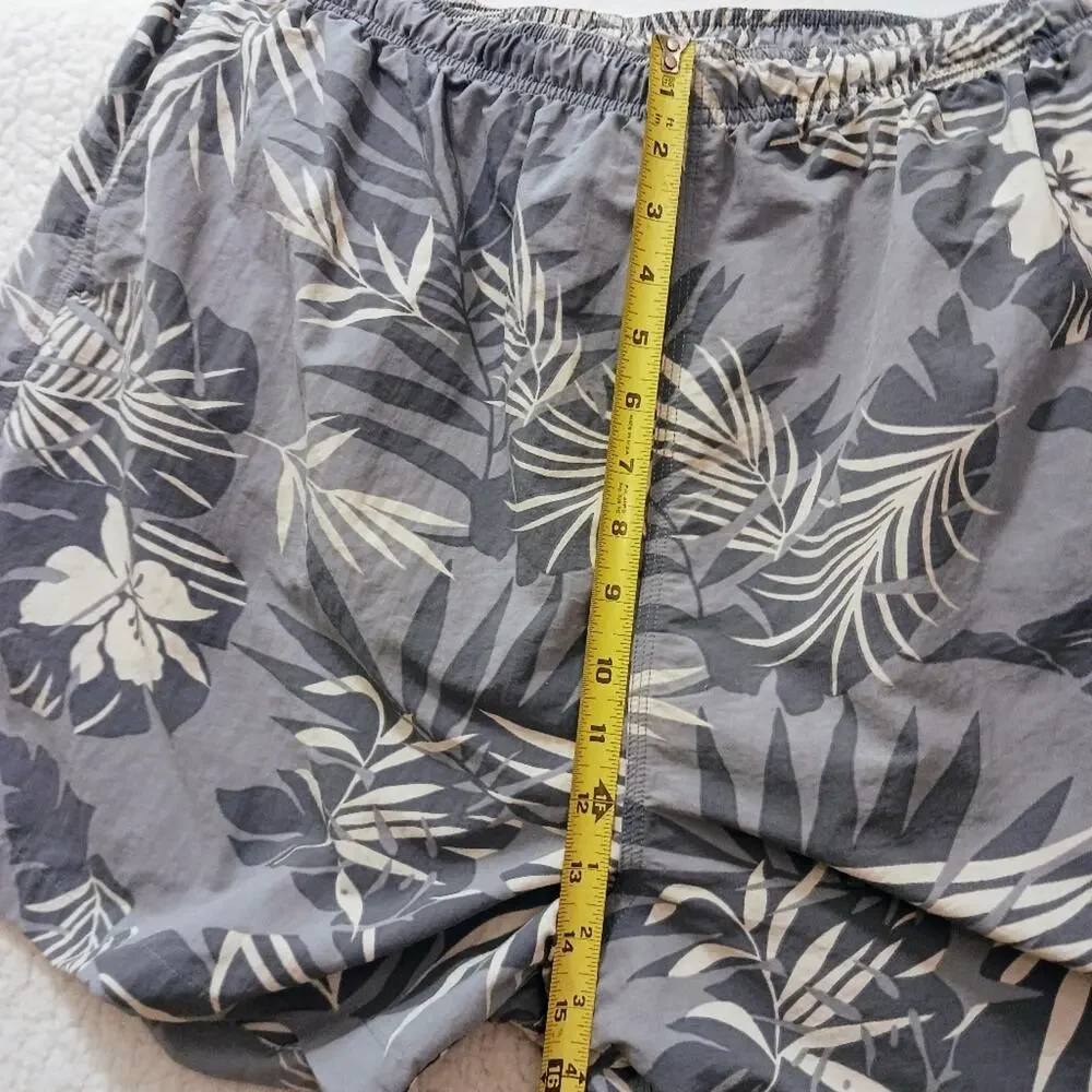 Tommy Bahama SWIM TRUNKS Sz XXL GRAY Tropical Floral Mesh Pockets Travel Hot Tub